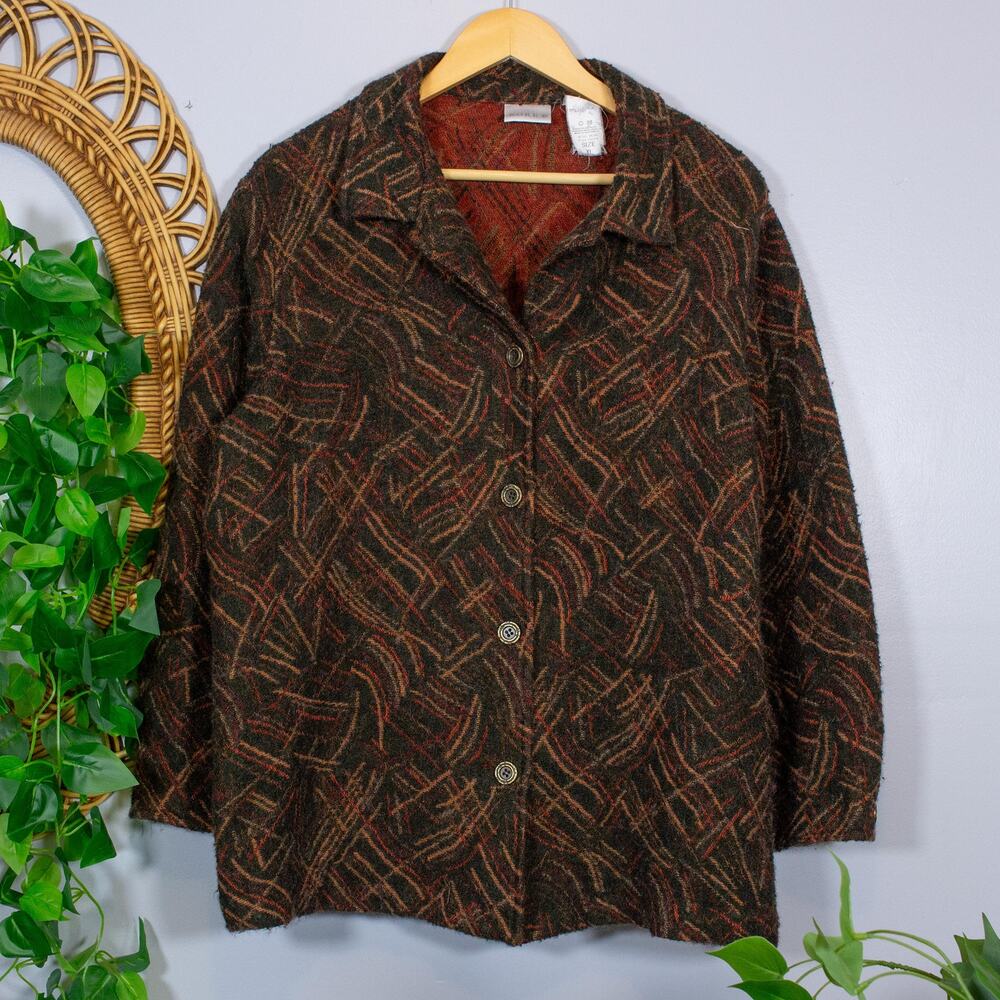 Brown Wool Blend Art Teacher Jacket Oversized 90s Vintage | Soft Autumn